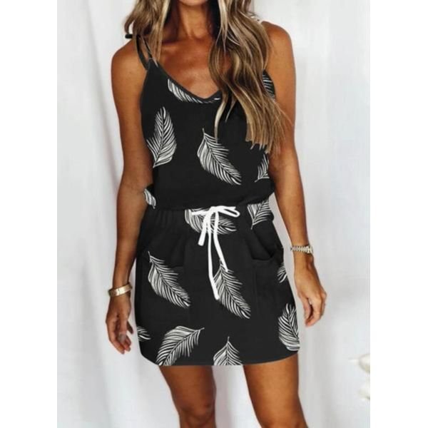 Stylish Print Sleeveless Mini Dress