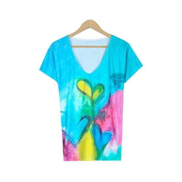 Blue Sweetheart Abstract Print T-Shirt