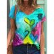 Blue Sweetheart Abstract Print T-Shirt