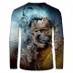 Men's Unisex Tee T shirt Shirt 3D Print Graphic Prints Skull Print Long Sleeve Daily Tops Casual Designer Big and Tall Blue