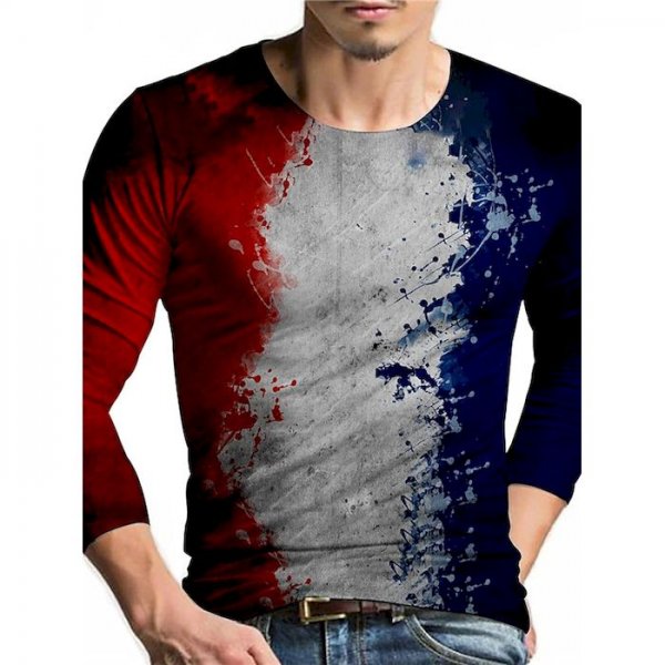 Men's Unisex Tee T shirt Shirt 3D Print Color Block Graphic Prints Print Long Sleeve Daily Tops Casual Designer Big and Tall Red