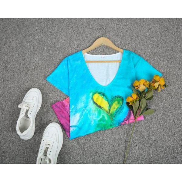 Blue Sweetheart Abstract Print T-Shirt