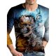 Men's Unisex Tee T shirt Shirt 3D Print Graphic Prints Skull Print Long Sleeve Daily Tops Casual Designer Big and Tall Blue