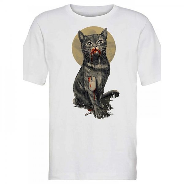 Men's Unisex Tee T shirt Hot Stamping Cat Graphic Prints Animal Plus Size Print Short Sleeve Casual Tops Cotton Basic Fashion De