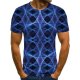 Men's T shirt Graphic Geometric Plus Size Pleated Print Short Sleeve Daily Tops Streetwear Exaggerated Round Neck Blue / Summer