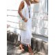 Fresh White Round Neck Sleeveless Midi Dress