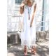 Fresh White Round Neck Sleeveless Midi Dress