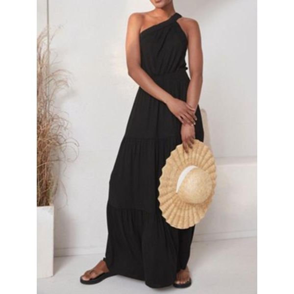 Classy Sleeveless Plain Maxi Dress