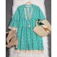 Trendy Tassel Trim Edge 3/4 Sleeve Mini Dress