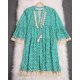 Trendy Tassel Trim Edge 3/4 Sleeve Mini Dress