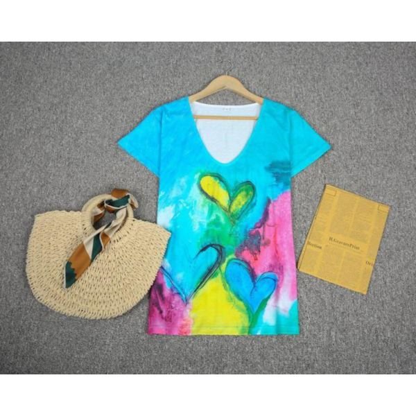 Blue Sweetheart Abstract Print T-Shirt