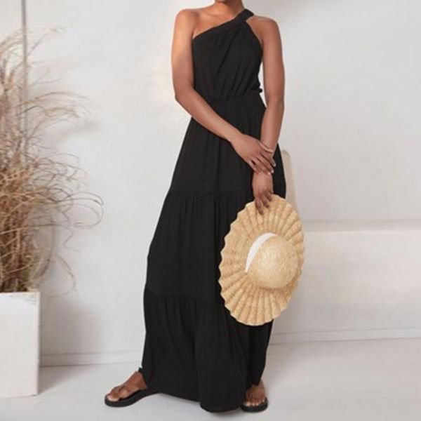 Classy Sleeveless Plain Maxi Dress