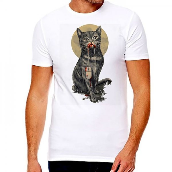 Men's Unisex Tee T shirt Hot Stamping Cat Graphic Prints Animal Plus Size Print Short Sleeve Casual Tops Cotton Basic Fashion De