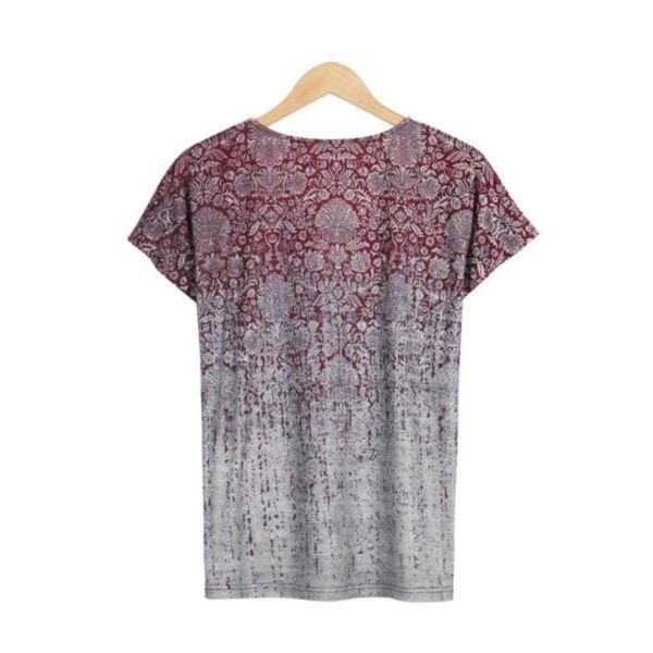 Distressed Victorian Print V Neck Tee